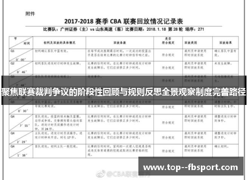 聚焦联赛裁判争议的阶段性回顾与规则反思全景观察制度完善路径 聚焦联赛裁判争议的阶段性回顾与规则反思全景观察制度完善路径